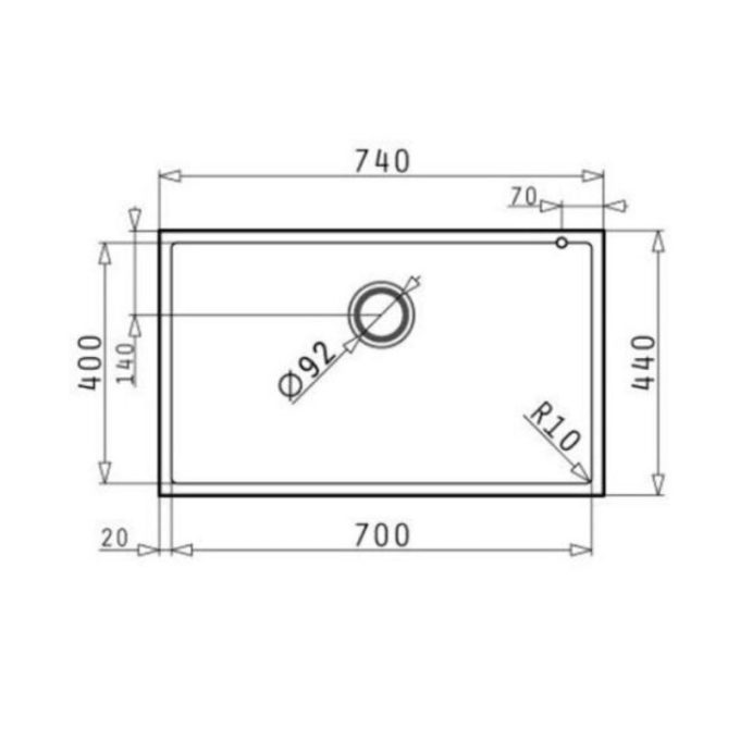 kích thước của Chậu rửa bát Bosch Pyragranite Tetragon 1B