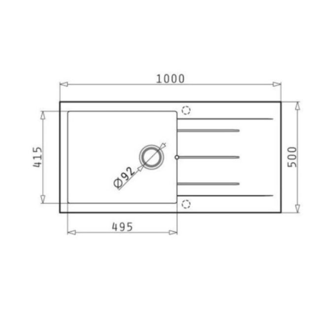 kích thước của Chậu rửa bát Bosch Pyragranite Alazia 1B 1D