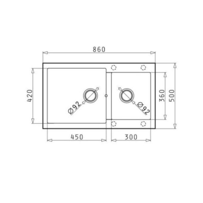 Chậu rửa bát Bosch Pyragranite Alazia 1 3/4B 3 kích thước của Chậu rửa bát Bosch Pyragranite Alazia 1 3/4B