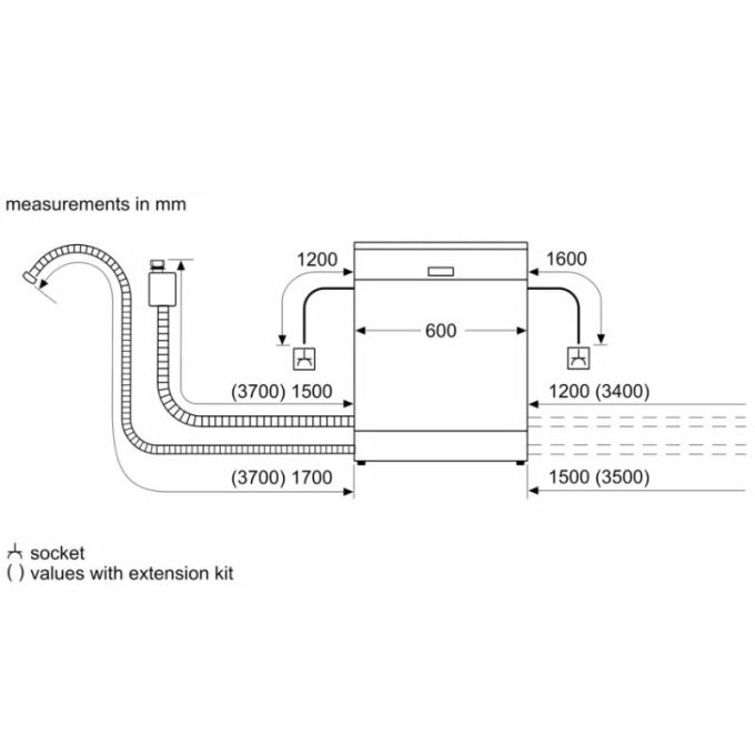 Máy rửa bát Bosch SMS46GW01P 7 Kích thước máy rửa bát Bosch SMS46GW01P