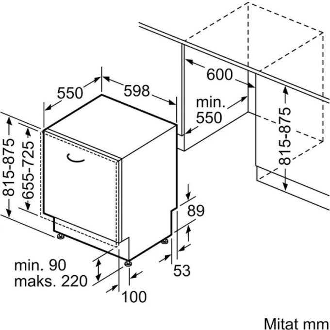 Máy rửa bát Bosch SMV6ZCX07E 6 Kích thước máy rửa bát Bosch SMV6ZCX07E