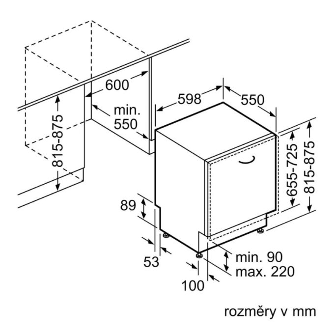 Máy rửa bát Bosch SMV88TX03E 5 Kích thước máy rửa bát Bosch SMV88TX03E