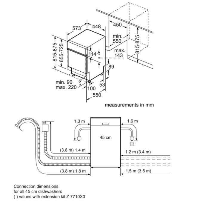 Kích thước máy rửa bát Bosch SPI50E95EU