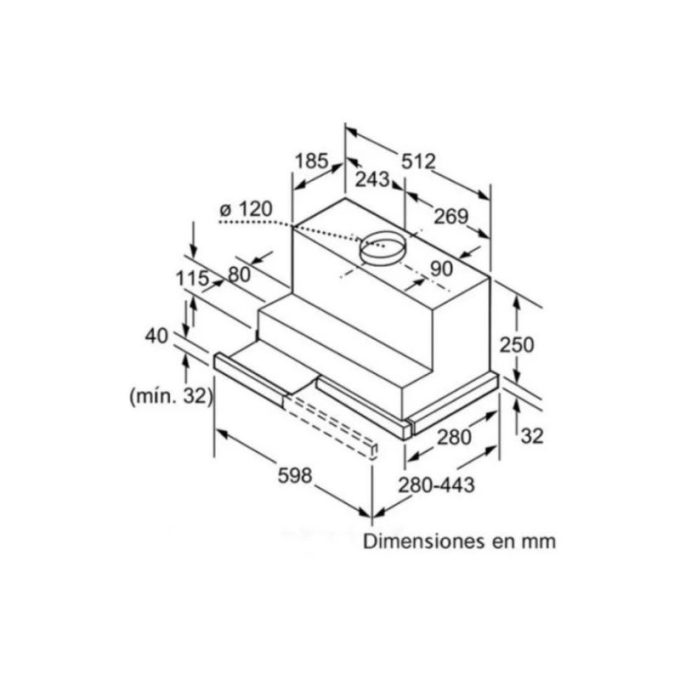 Máy hút mùi Bosch DHI645HX 4 Kích thước của Máy hút mùi Bosch DHI645HX