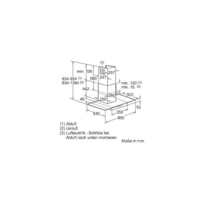 Máy hút mùi Bosch DWA09D650 3 Kích thước của Máy hút mùi Bosch DWA09D650