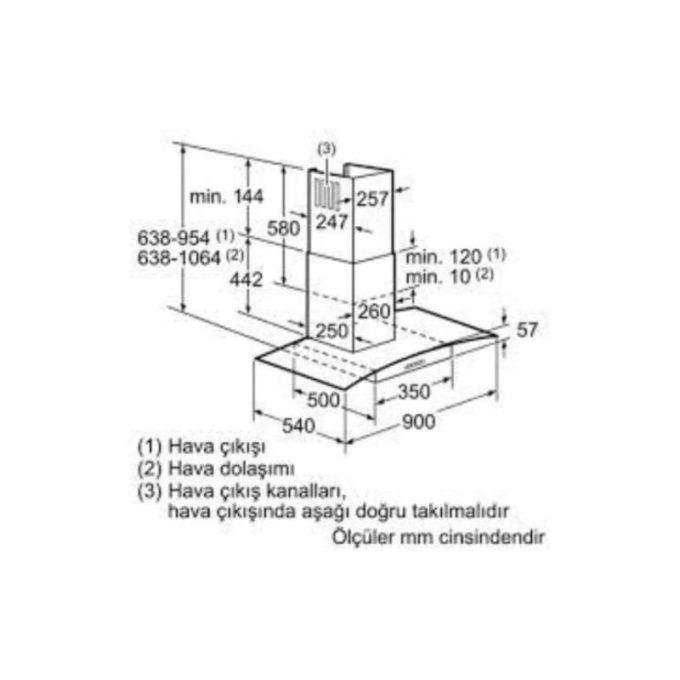 Máy hút mùi Bosch DWA09E750 3 Kích thước của Máy hút mùi Bosch DWA09E750