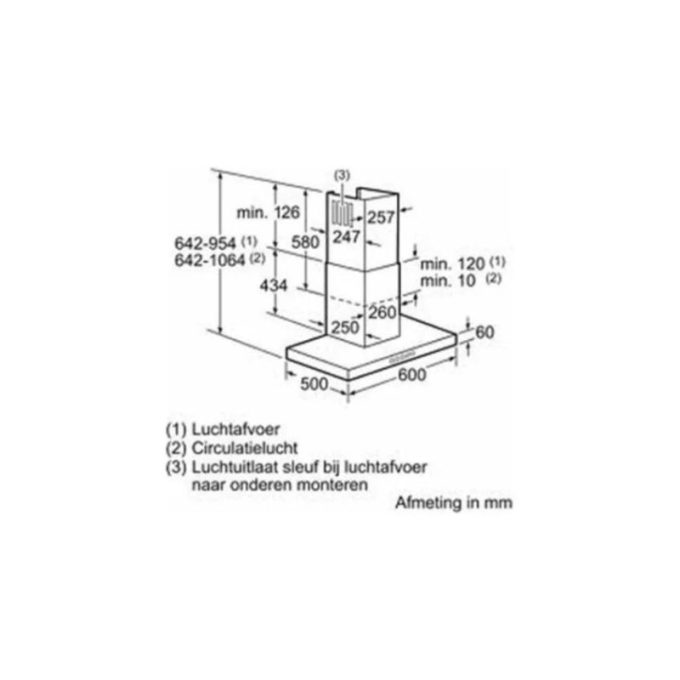 Máy hút mùi Bosch DWB06D650 3 Kích thước của Máy hút mùi Bosch DWB06D650