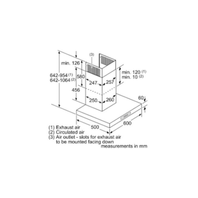 Máy hút mùi Bosch DWB06W651 4 Kích thước của Máy hút mùi Bosch DWB06W651