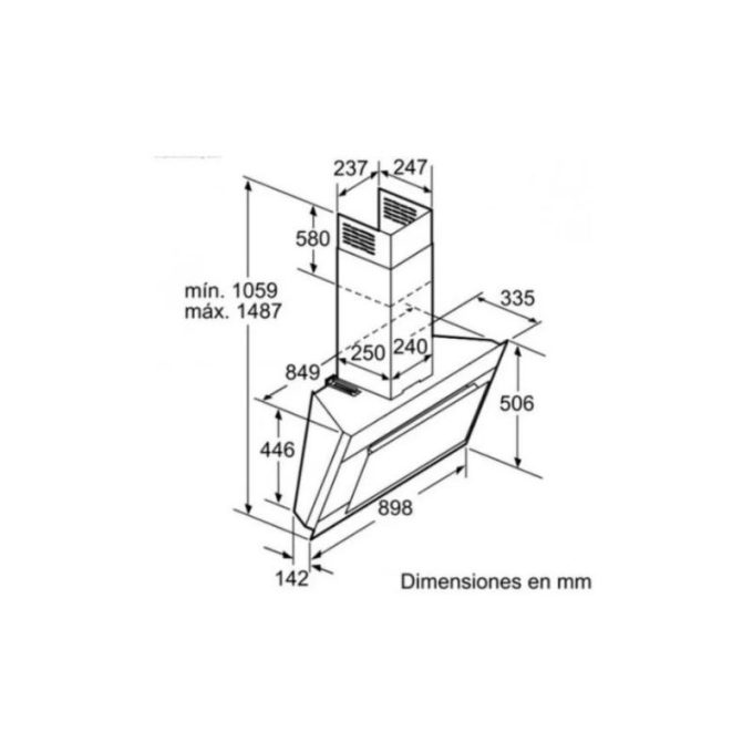 Máy hút mùi Bosch DWK09M760 3 Kích thước của Máy hút mùi Bosch DWK09M760