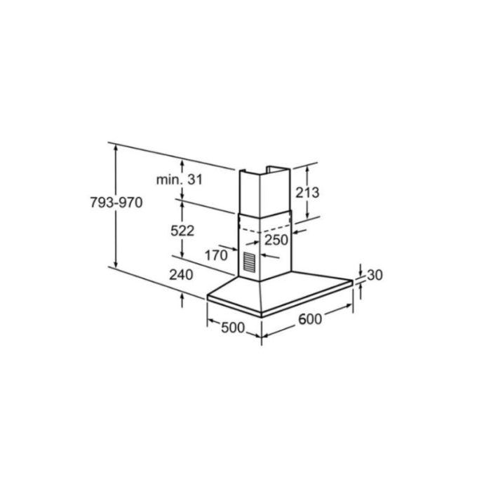 Kích thước của Máy hút mùi và khói Bosch DWW061451