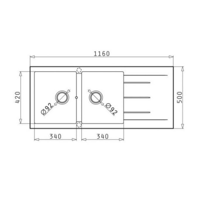Chậu rửa đá Bosch PYRAGRANITE ALAZIA (116X50) 2B 1D 4 processed image 2023 09 28T104114.761