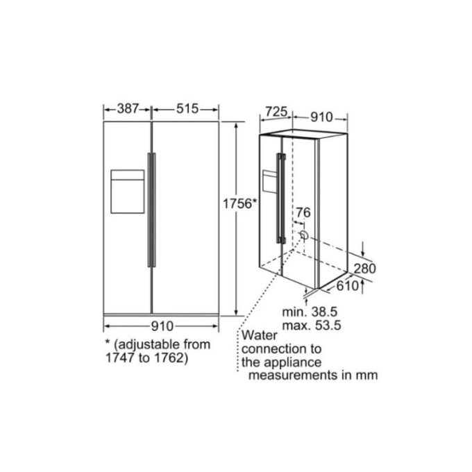 Tủ lạnh Bosch KAD62S21 3 Kích thước của Tủ lạnh Bosch KAD62S21