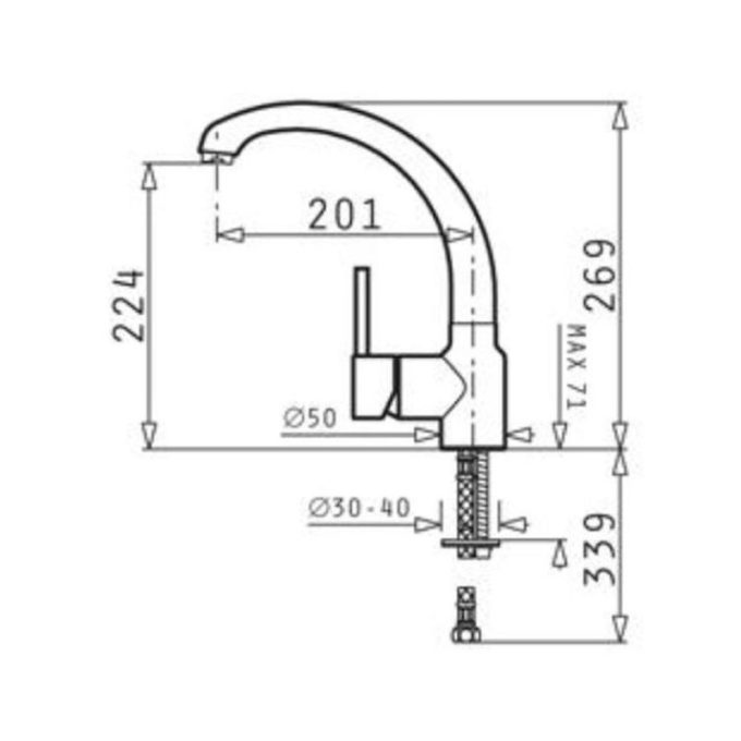 kích thước của Vòi rửa bát Bosch Armonica