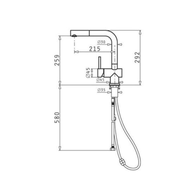 kích thước của Vòi rửa bát Bosch Capriccio