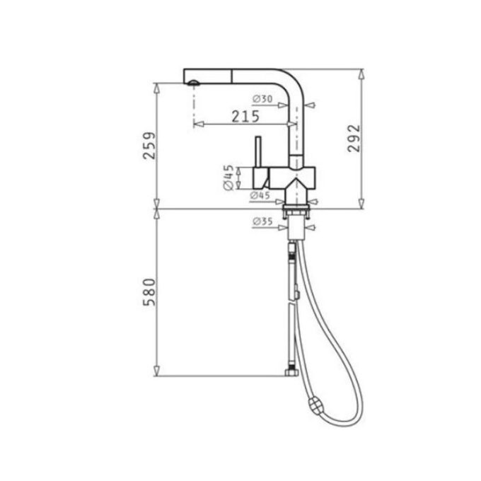kích thước của Vòi rửa bát Bosch Capriccio Fusion