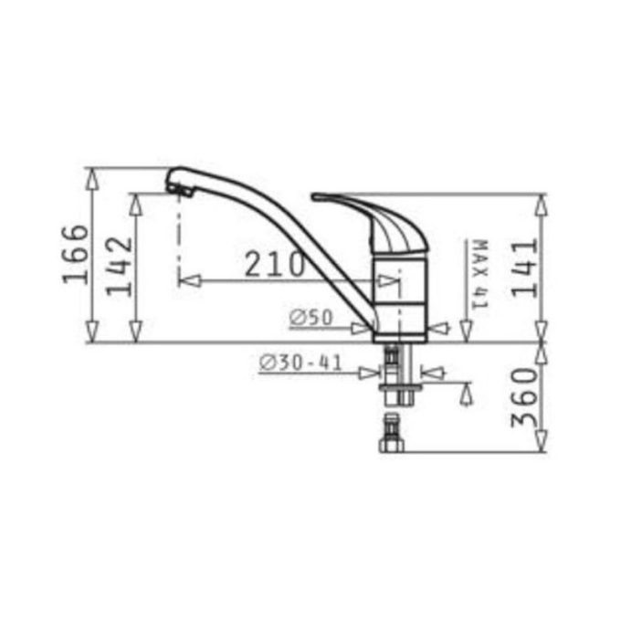 kích thước của Vòi rửa bát Bosch Modo