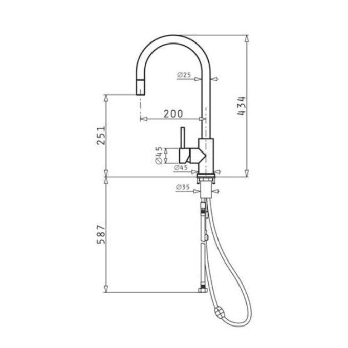 kích thước của Vòi rửa bát Bosch Verismo