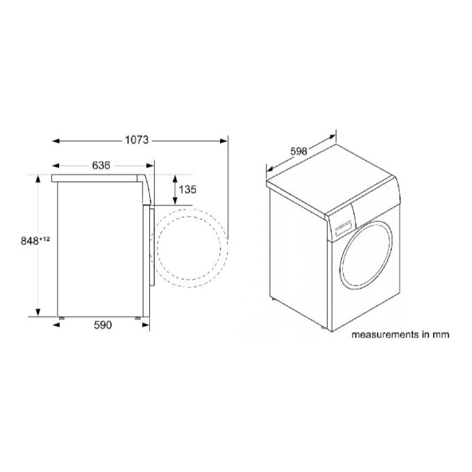 Máy sấy quần áo Bosch WTC84100GB 4 Kích thước máy sấy quần áo Bosch WTC84100GB