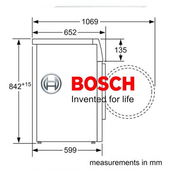 Máy sấy quần áo Bosch WTV74100SG 5 Kích thước máy sấy quần áo Bosch WTV74100SG