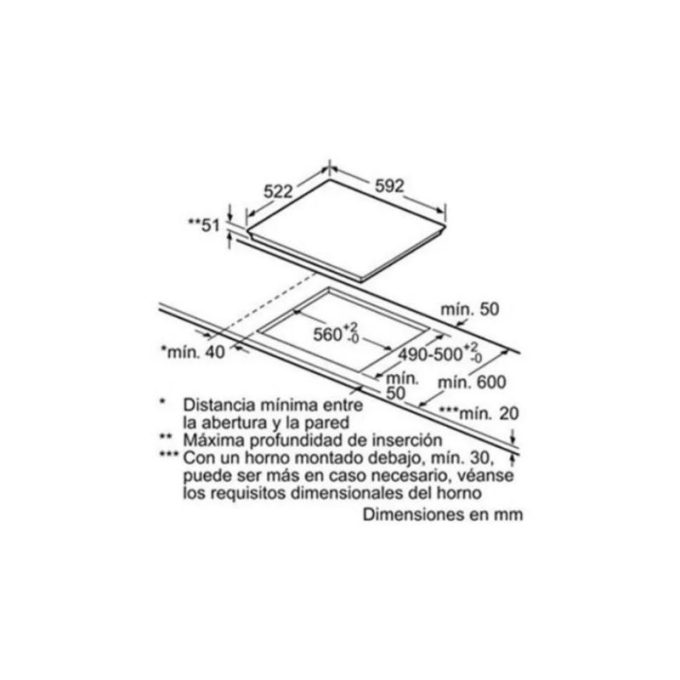 Bếp từ Bosch Balay 3EB965BU 4 Kích thước của Bếp từ Bosch Balay 3EB965BU