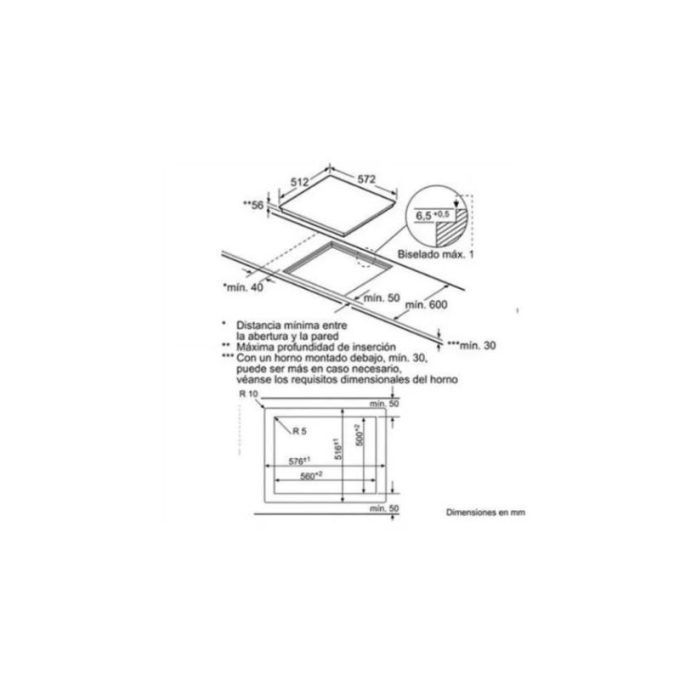 Bếp từ Bosch PIK601N24E 4 Kích thước của Bếp từ Bosch PIK601N24E