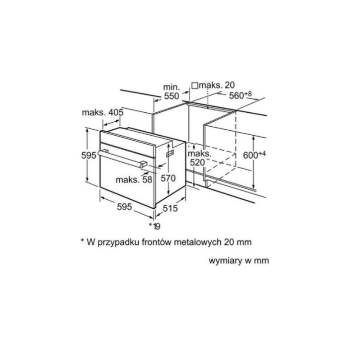 Lò nướng Bosch HBG43S450E 3 Kích thước của Lò nướng Bosch HBG43S450E
