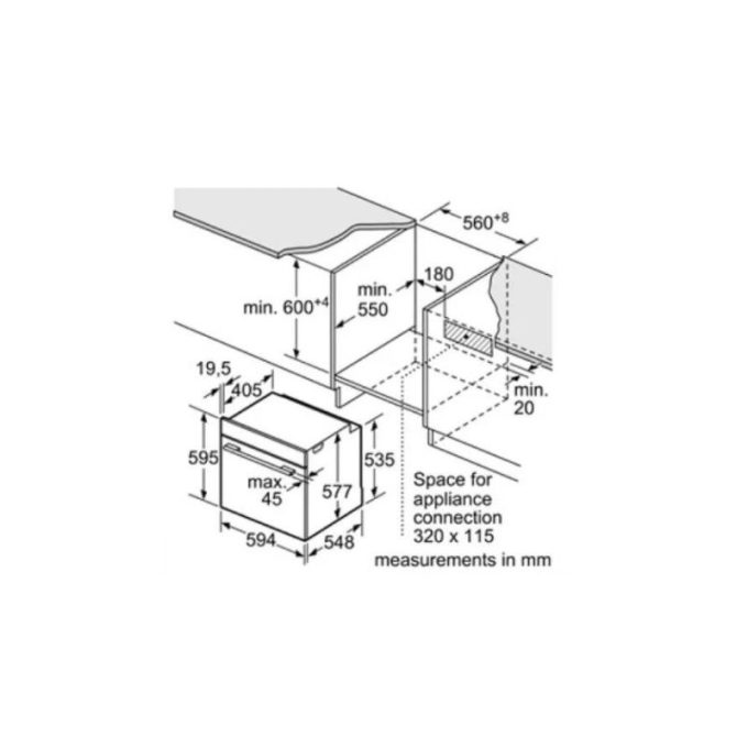 Lò nướng Bosch HBG6764S6B 4 Kích thước của Lò nướng Bosch HBG6764S6B