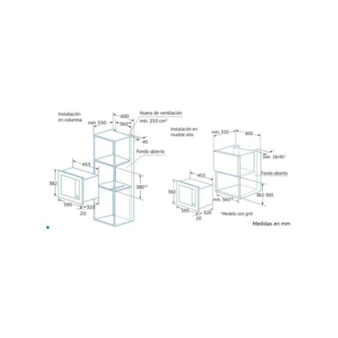 Lò vi sóng Bosch Balay 3WMB1918 4 Kích thước của Lò vi sóng Bosch Balay 3WMB1918