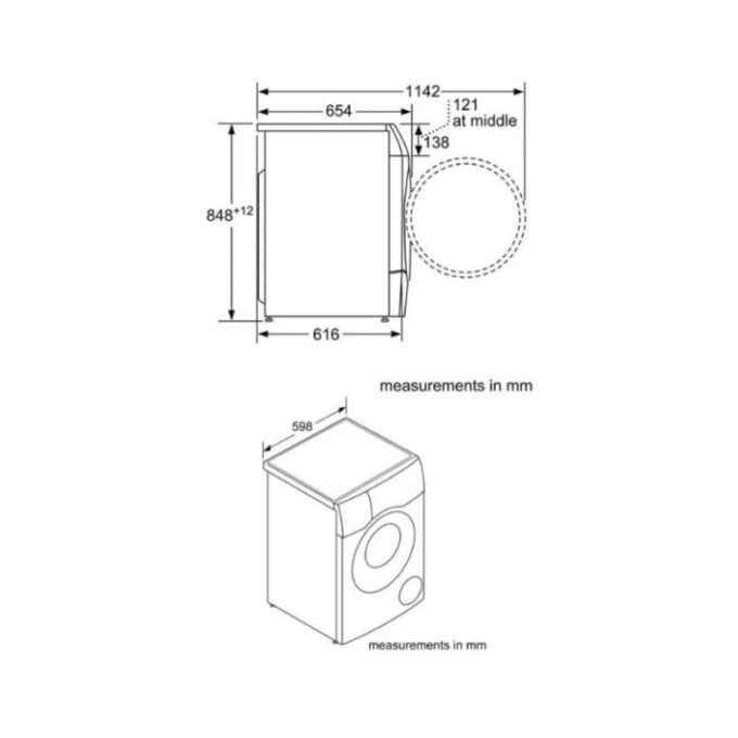 Máy giặt kết hợp sấy quần áo Bosch WDU28560GB 3 Kích thước của Máy giặt kết hợp sấy quần áo Bosch WDU28560GB