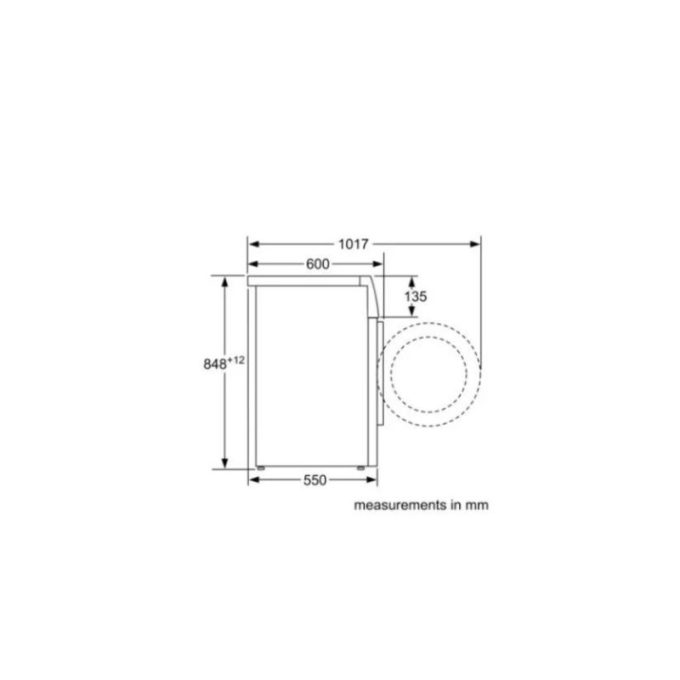 Máy giặt quần áo Bosch WAN28108GB 3 Kích thước của Máy giặt quần áo Bosch WAN28108GB