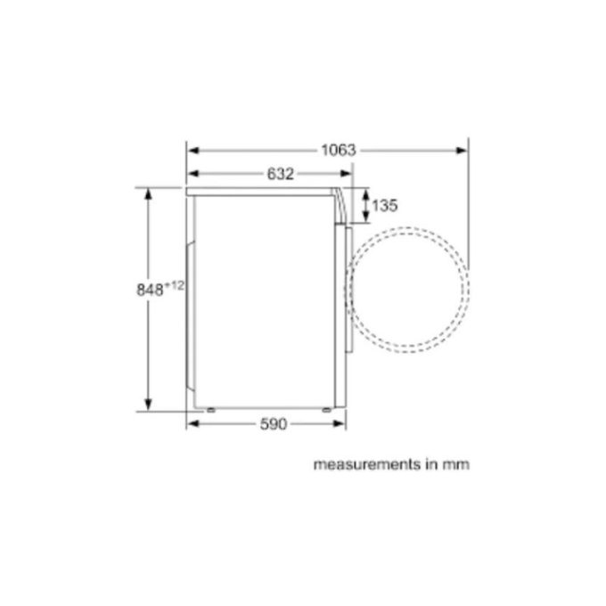 Máy giặt quần áo Bosch WAU28440SG 3 Kích thước của Máy giặt quần áo Bosch WAU28440SG