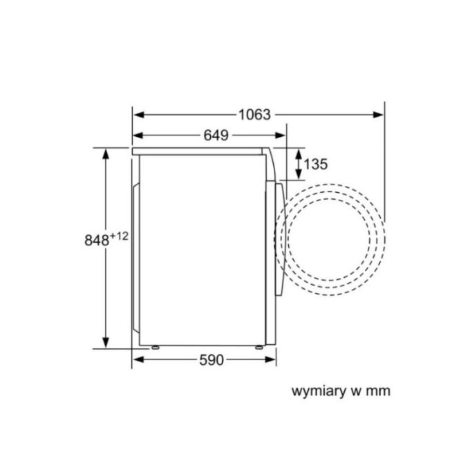 Máy giặt quần áo Bosch WVG30441EU 4 Kích thước của Máy giặt quần áo Bosch WVG30441EU
