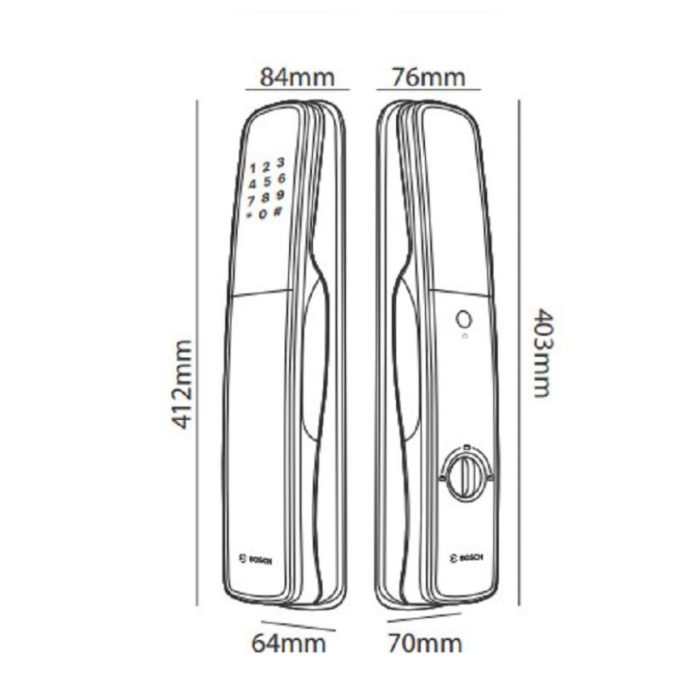 Khóa cửa điện tử Bosch EL 800AKB màu đen 4 Kích thước khóa cửa điện tử Bosch EL 800AKB màu đen