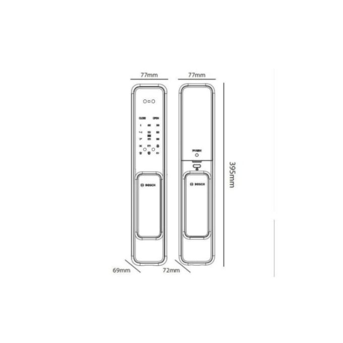 Kích thước của Khóa cửa điện tử Bosch EL 600KB màu đen