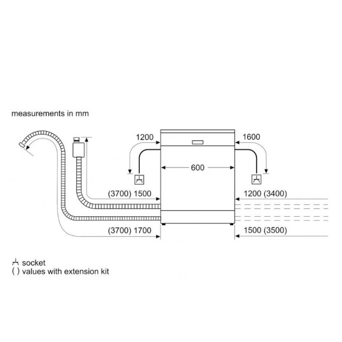 Kích thước máy rửa bát Bosch SMS4HAW48E serie 4
