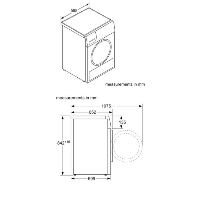 Máy sấy quần áo Bosch WTN84201MY 5 Kích thước máy sấy quần áo Bosch WTN84201MY