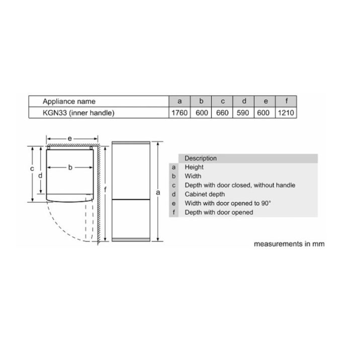 Tủ lạnh đơn Bosch KGN33NLEAG 6 Kích thước tủ lạnh đơn Bosch KGN33NLEAG