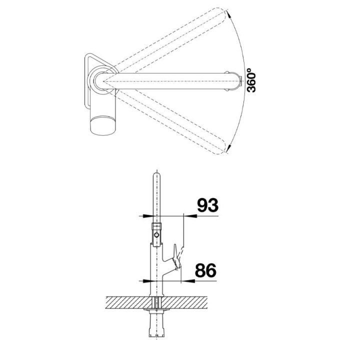Vòi rửa bát Blanco SOLENTA-S 4 Kích thước vòi rửa bát Blanco SOLENTA-S