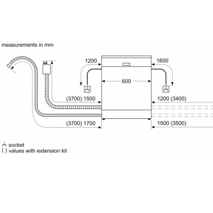 Máy rửa bát Bosch SMS2IVW01P 8 Kích thước máy rửa bát Bosch SMS2IVW01P
