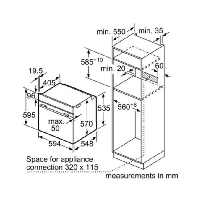 Lò nướng Bosch HBG5585S6B 5 Kích thước lò nướng Bosch HBG5585S6B