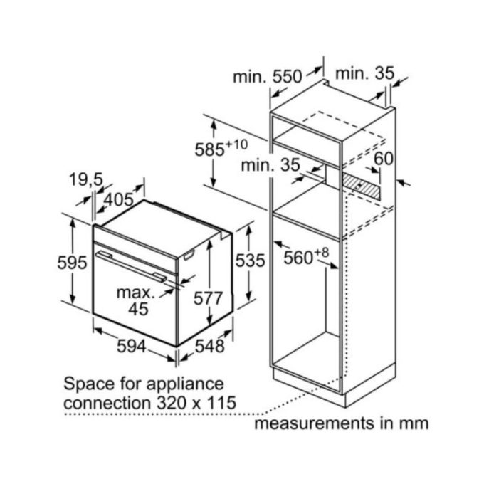Lò nướng Bosch HBG655BS1M 5 Kích thước lò nướng Bosch HBG655BS1M