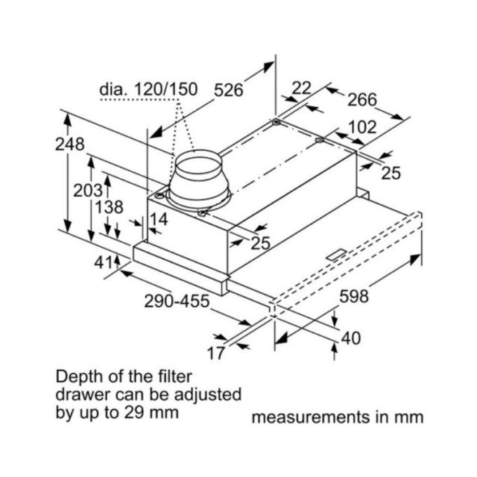 Máy hút mùi Bosch DFM063W56B 4 Kích thước máy hút mùi Bosch DFM063W56B