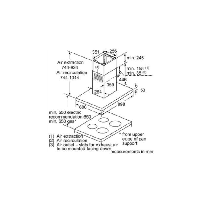 Máy hút mùi Bosch DIB97IM50 5 Kích thước máy hút mùi Bosch DIB97IM50