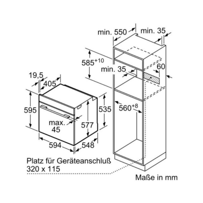 Lò nướng kèm hấp Bosch HSG636BB1 4 Kích thước lò nướng kèm hấp Bosch HSG636BB1