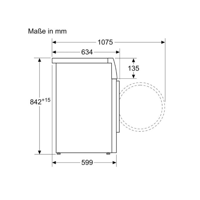 Máy sấy quần áo Bosch WTW87541 Serie 8 4 Kích thước máy sấy quần áo Bosch WTW87541 Serie 8