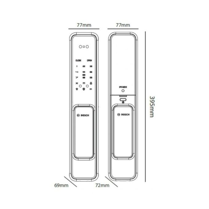Khóa cửa điện tử Bosch EL 600B 4 Kích thước khóa cửa điện tử Bosch EL 600B