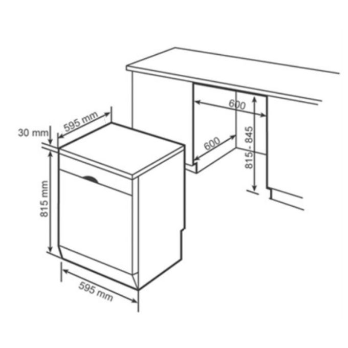Máy rửa chén bát độc lập Bosch SMS46MI07E 6 Kích thước máy rửa chén bát độc lập Bosch SMS46MI07E