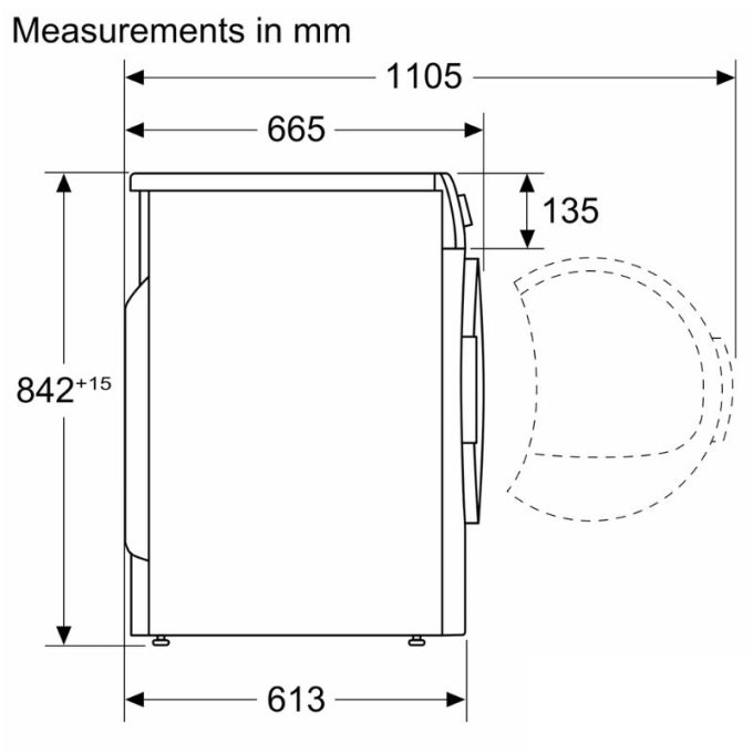 Máy sấy quần áo tụ hơi và bơm nhiệt 9KG Bosch HMH.WTW85400SG Serie 6 5 Kích thước máy sấy quần áo tụ hơi và bơm nhiệt 9KG Bosch HMH.WTW85400SG Serie 6