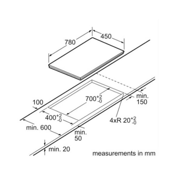 Bếp từ Bosch PPI82560MS bếp đôi 2 vùng nấu Serie 8 3 Kích thước Bếp từ Bosch PPI82560MS bếp đôi 2 vùng nấu Serie 8