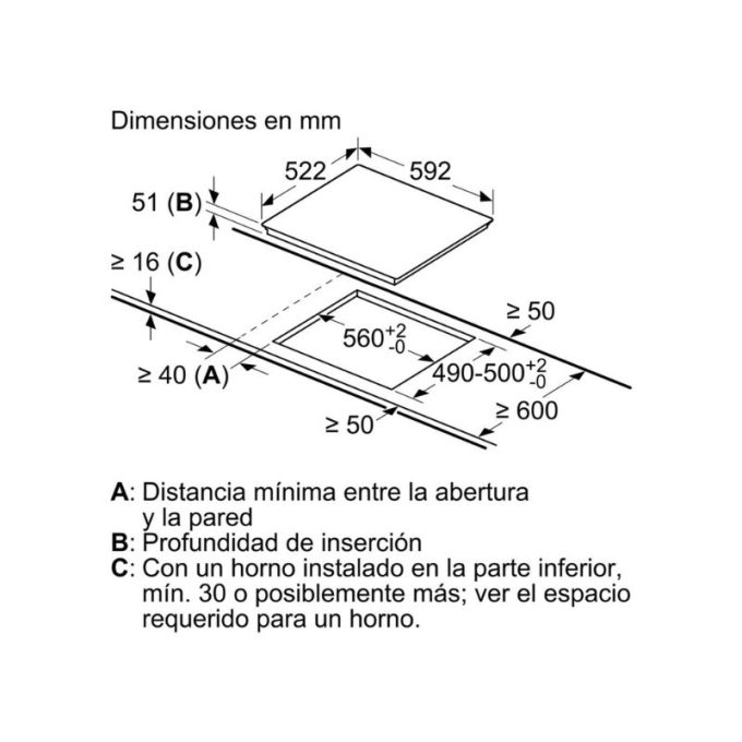 Bếp từ Bosch PUJ631BB2E 5 Kích thước Bếp từ Bosch PUJ631BB2E